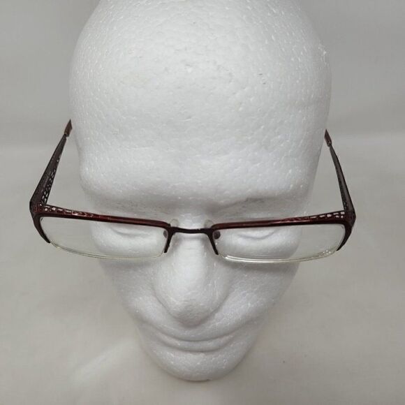 BEAUSOLEIL M163 EYEGLASSES FRAME PARIS HALF RIMLESS RED METAL 52 18 135 - Picture 4 of 6